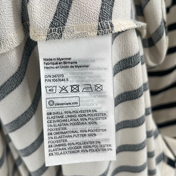 H&M Dress SZ Extra Large NWT Diagonal Stripe Midi Stretch Recycled V-Neck Black - Picture 13 of 16